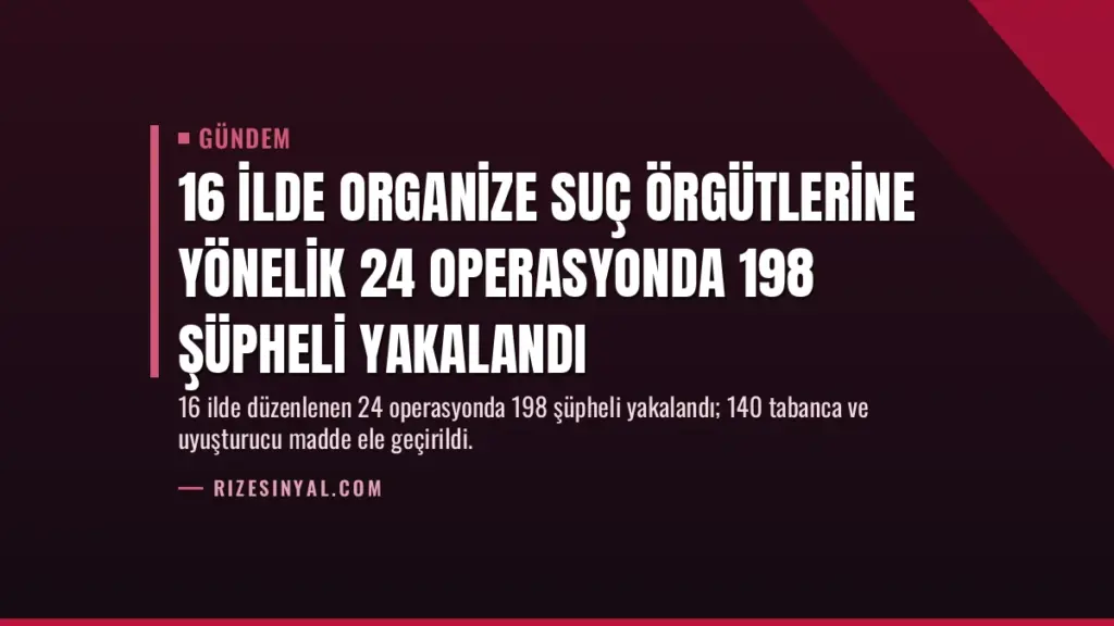 16 İlde Organize Suç Örgütlerine Yönelik 24 Operasyonda 198 Şüpheli Yakalandı
