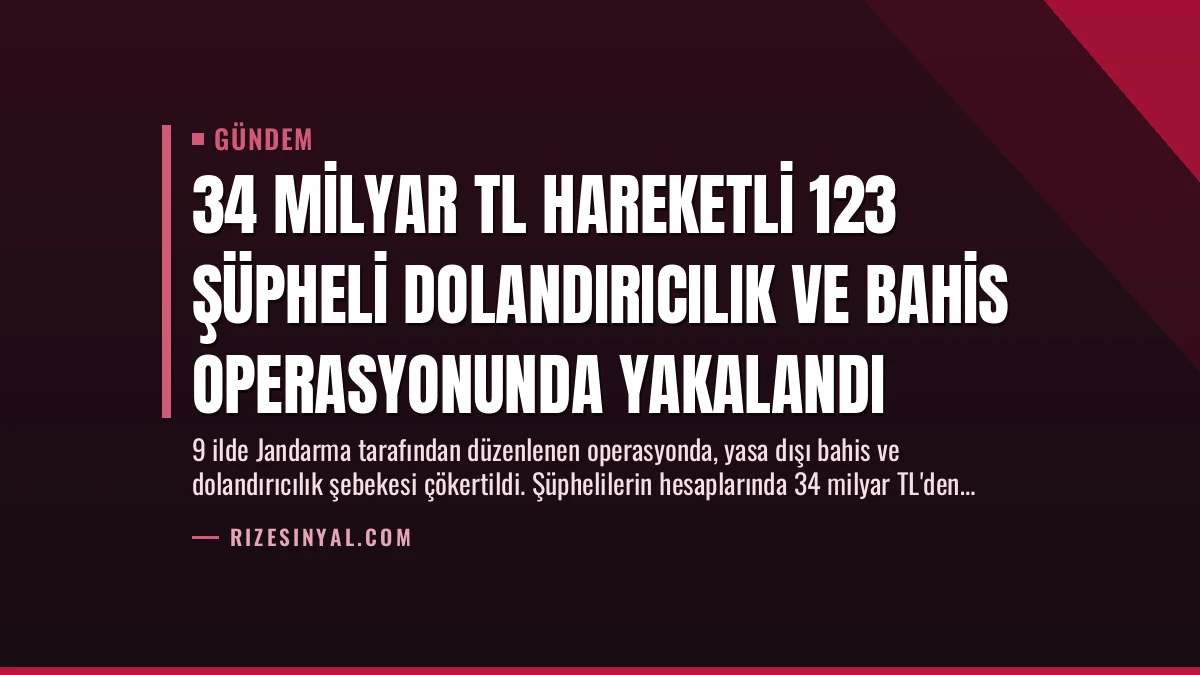 34 Milyar TL Hareketli 123 Şüpheli Dolandırıcılık ve Bahis Operasyonunda Yakalandı