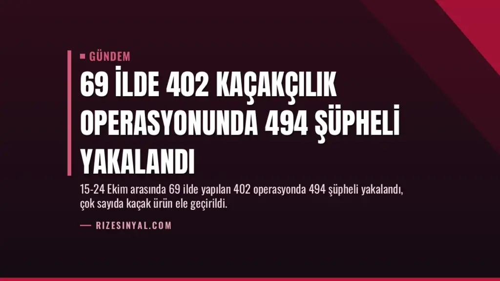 69 İlde 402 Kaçakçılık Operasyonunda 494 Şüpheli Yakalandı