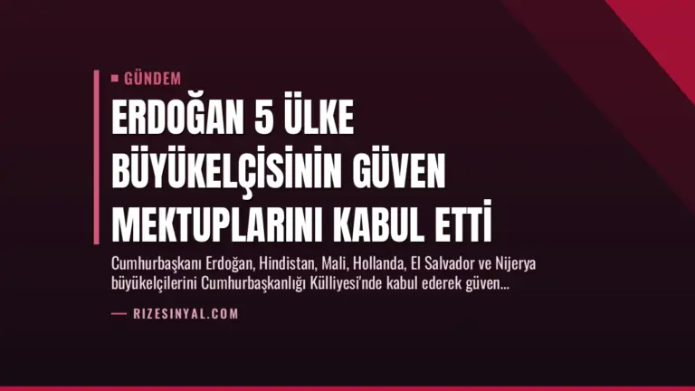 Erdoğan 5 Ülke Büyükelçisinin Güven Mektuplarını Kabul Etti