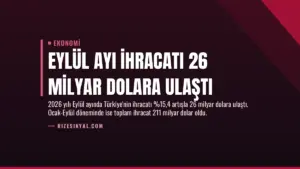 Eylül Ayı İhracatı 26 Milyar Dolara Ulaştı