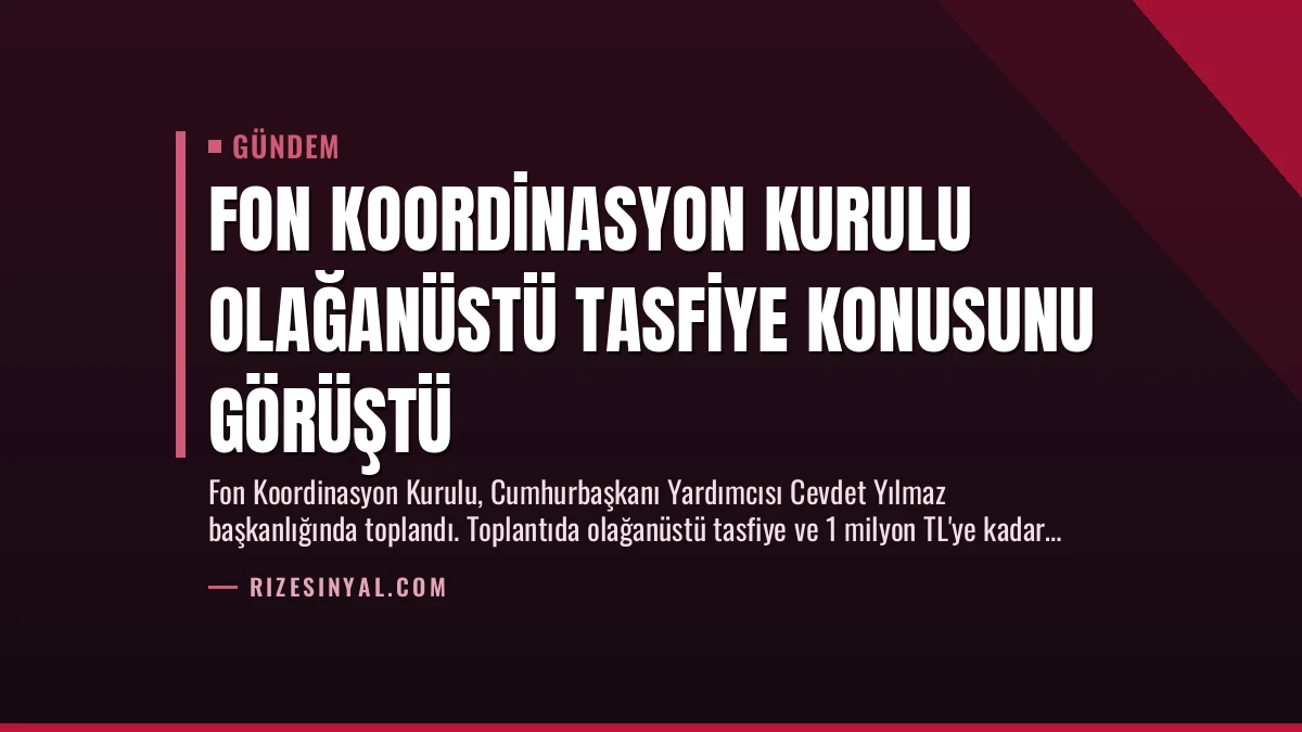 Fon Koordinasyon Kurulu Olağanüstü Tasfiye Konusunu Görüştü