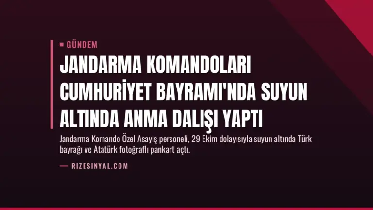 Jandarma Komandoları Cumhuriyet Bayramı'nda Suyun Altında Anma Dalışı Yaptı