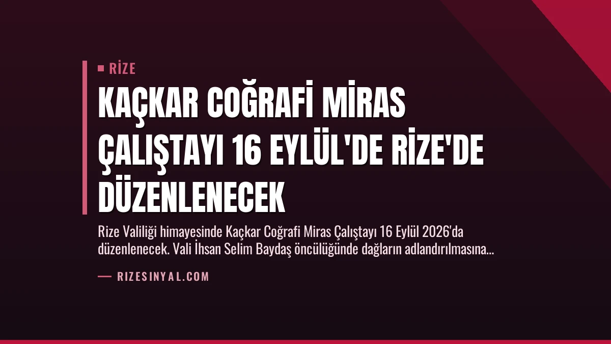 Kaçkar Coğrafi Miras Çalıştayı 16 Eylül’de Rize’de Düzenlenecek