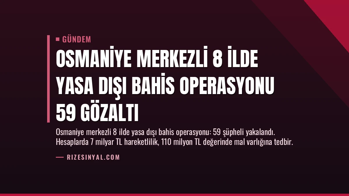 Osmaniye Merkezli 8 İlde Yasa Dışı Bahis Operasyonu 59 Gözaltı
