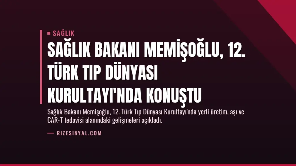 Sağlık Bakanı Memişoğlu, 12. Türk Tıp Dünyası Kurultayı'nda Konuştu
