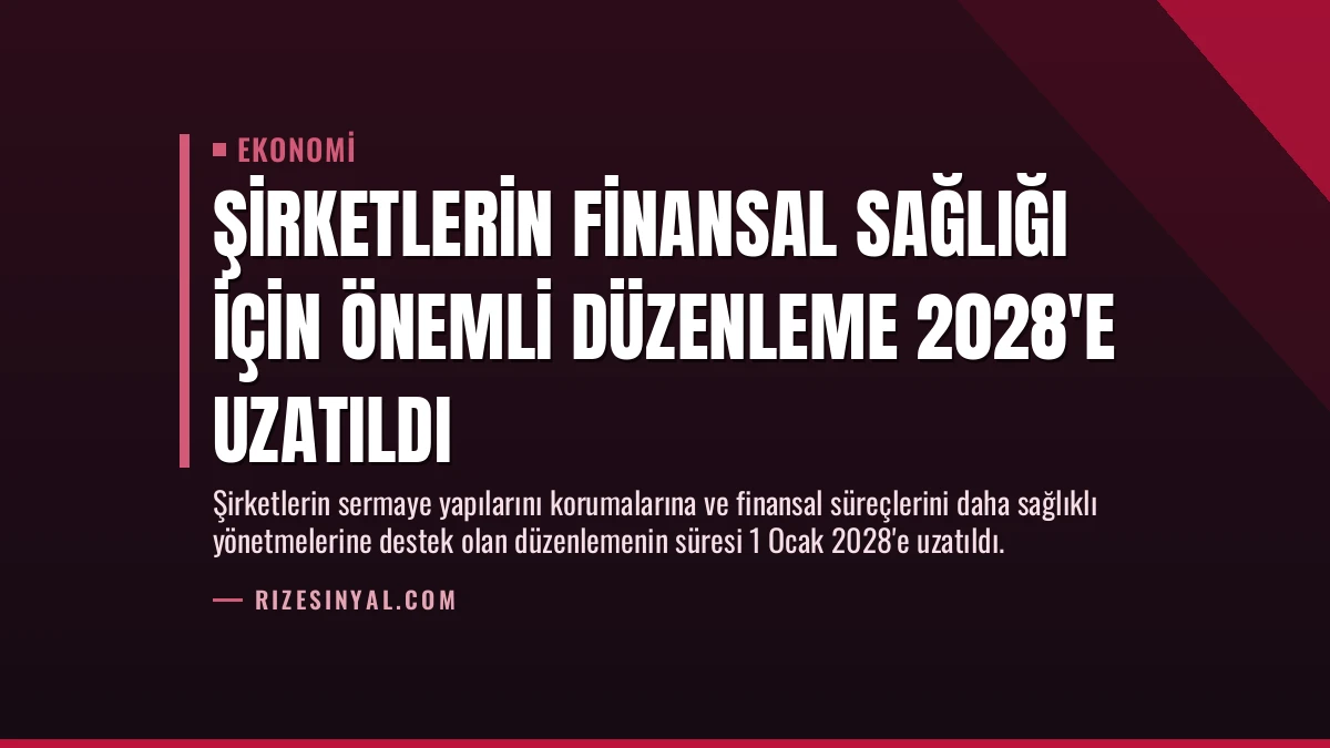 Şirketlerin Finansal Sağlığı İçin Önemli Düzenleme 2028’e Uzatıldı