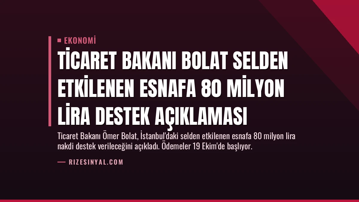 Ticaret Bakanı Bolat Selden Etkilenen Esnafa 80 Milyon Lira Destek Açıklaması