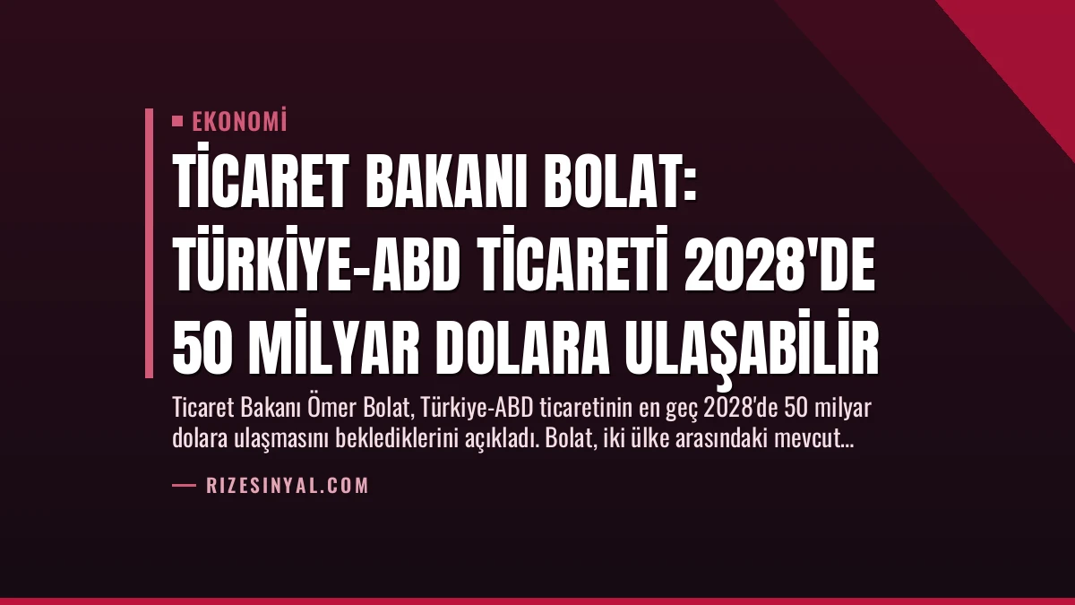 Ticaret Bakanı Bolat: Türkiye-ABD Ticareti 2028’de 50 Milyar Dolara Ulaşabilir